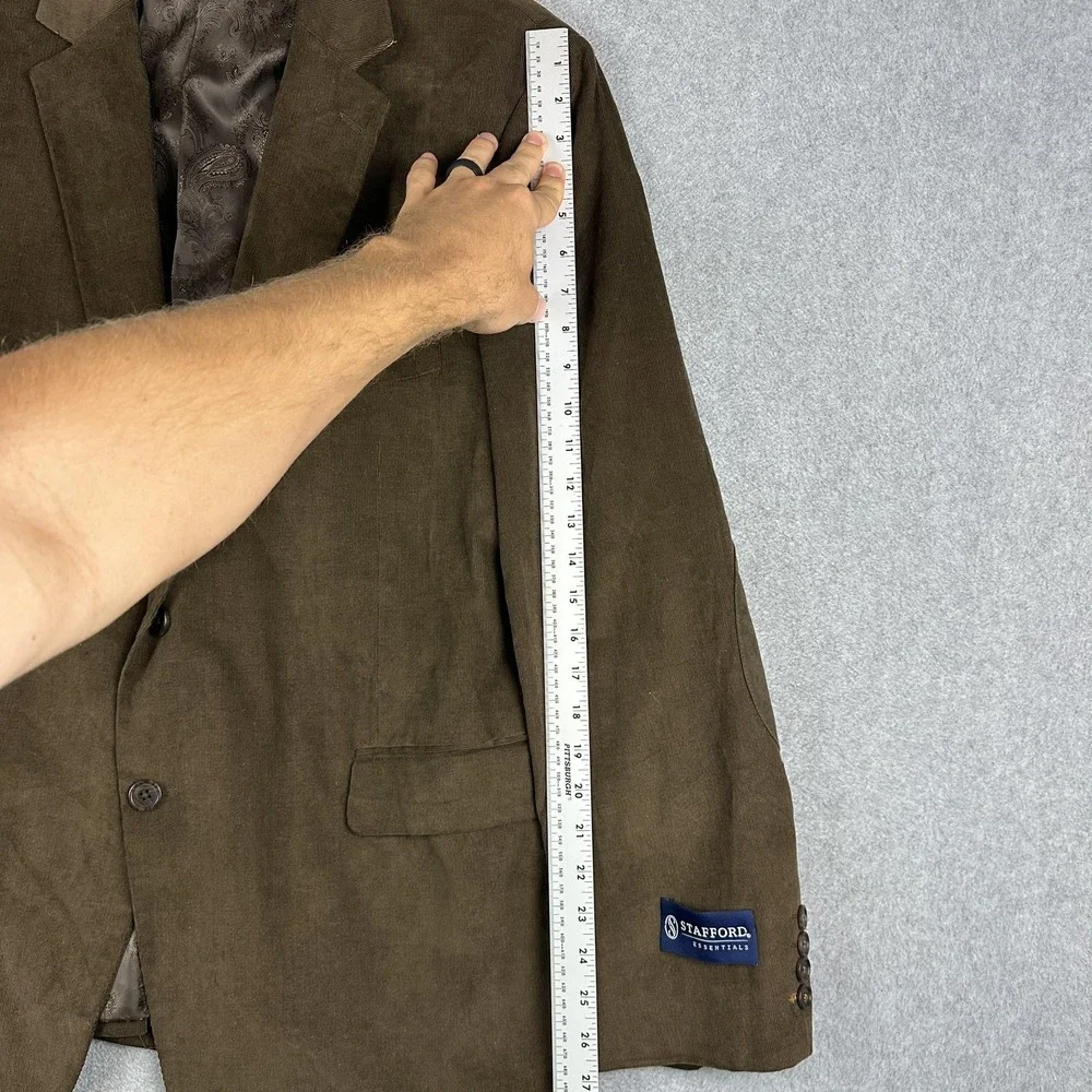 Stafford Sport Coat Blazer Mens 48R Elephant Taupe Corduroy Classic Fit Jacket